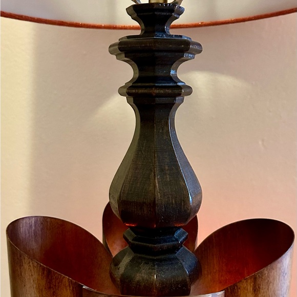 RARE Vintage 1950’s Brutalist Curved COPPER & Wood Statement Table Lamp working - Picture 6 of 11